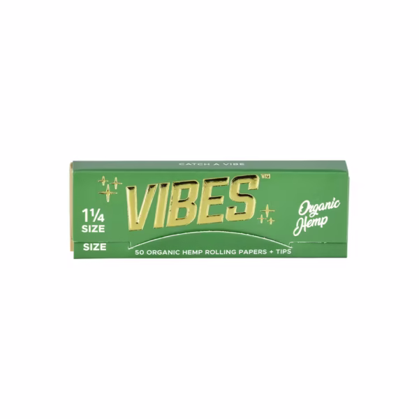 Vibe 1 1/4 Green Organic Hemp Papers + Tips