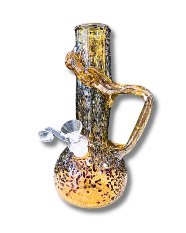 Amber Speckle Water Pipe w/ Handle, 9" Special K Soft Glass