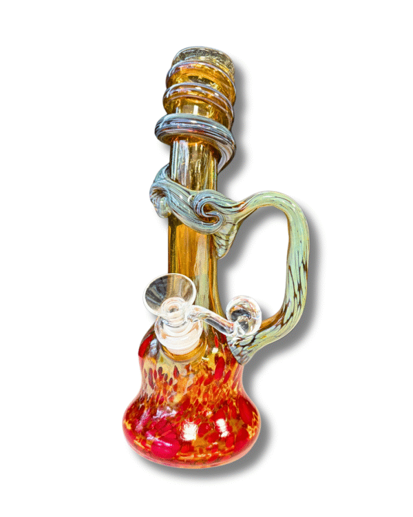 Red & Orange Water Pipe w/ Handle, Special K Soft Glass
