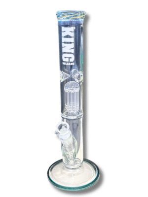 Clear Straight Tube 14mm Water Pipe w/ Percolator, King Volcano