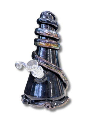 Black Cone Shaped Water Pipe w/ Dichro Wrap, Special K Soft Glass