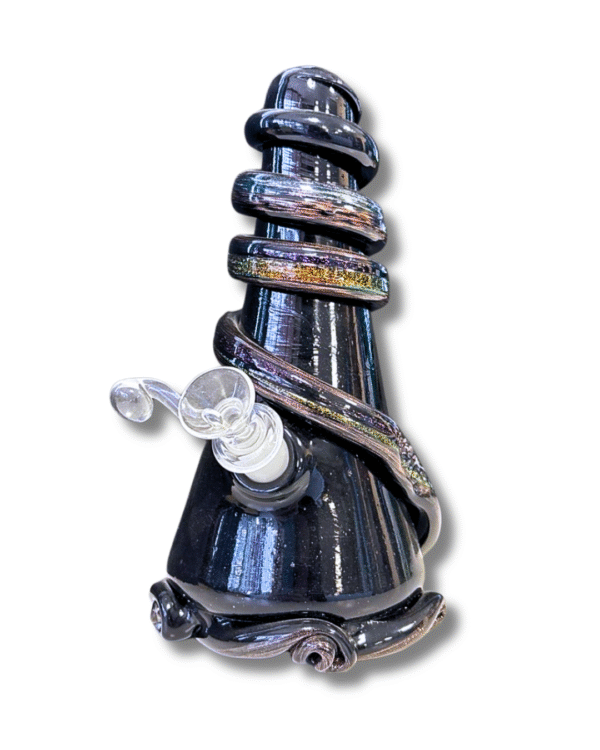 Black Cone Shaped Water Pipe w/ Dichro Wrap, Special K Soft Glass