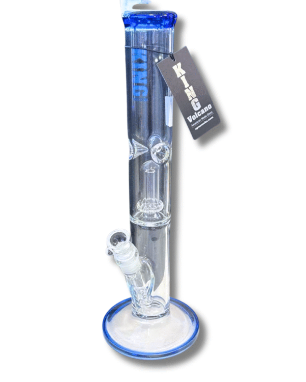 Clear Straight Tube 14mm Water Pipe w/ Percolator, King Volcano