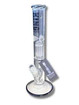 Clear Straight Tube 14mm Water Pipe w/ Percolator, King Volcano