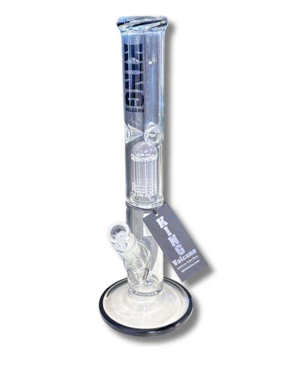 Clear Straight Tube 14mm Water Pipe w/ Percolator, King Volcano