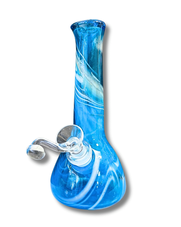 Blue & White Swirl Water Pipe, Special K Soft Glass