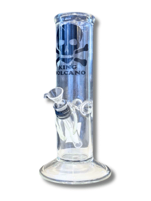 Clear Straight Tube 9mm Slide Water Pipe, King Volcano