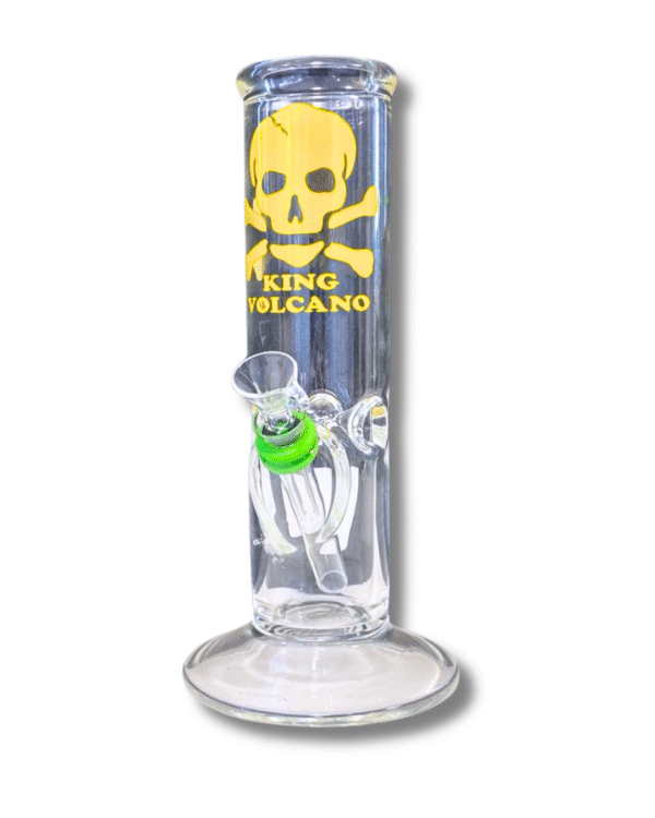 Clear Straight Tube 9mm Slide Water Pipe, King Volcano