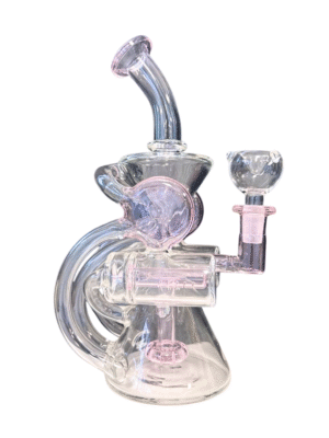 Clear & Pink 9" Recycler Water Pipe