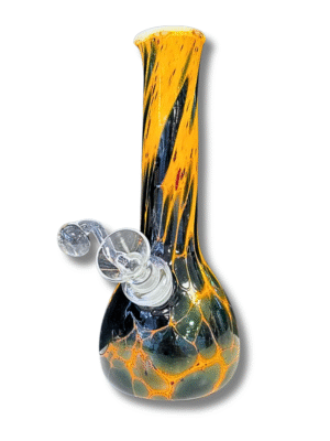 Black & Orange Webbed Beaker Water Pipe 7", Special K Soft Glass