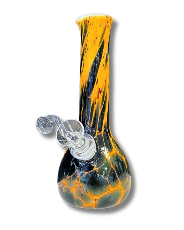Black & Orange Webbed Beaker Water Pipe 7", Special K Soft Glass