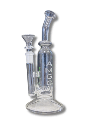 Clear 9" Bent Neck Water Pipe, Austin Made Glass Co.