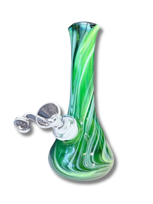 Green & White Swirl Beaker Water Pipe 6.5", Special K Soft Glass