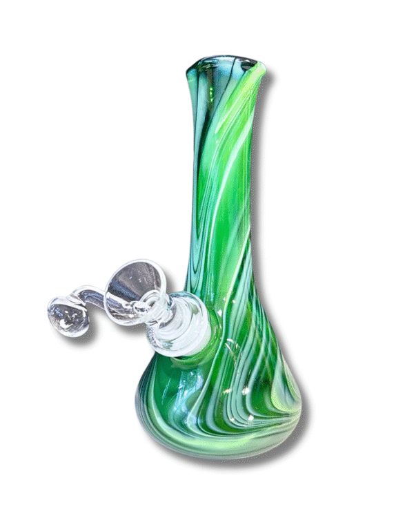 Green & White Swirl Beaker Water Pipe 6.5", Special K Soft Glass