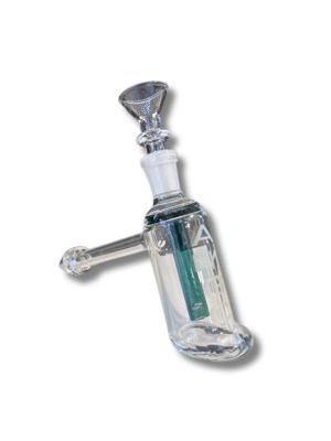 Clear/Teal Hammer Bubbler w/ 14mm Bowl, Austin Made Glass Co.