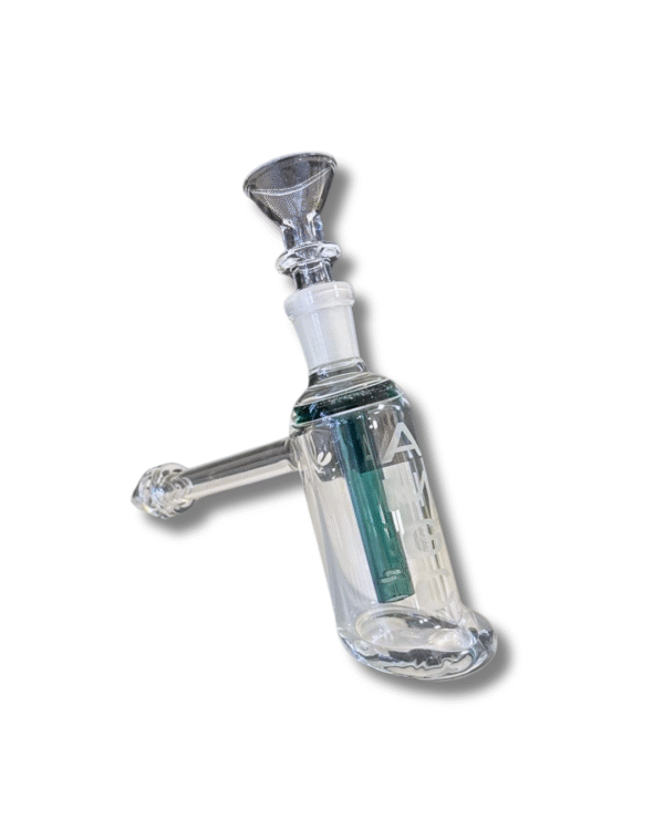 Clear/Teal Hammer Bubbler w/ 14mm Bowl, Austin Made Glass Co.