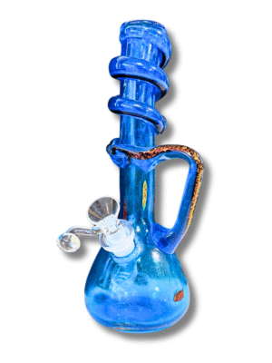 Blue Beaker Water Pipe w/ Handle, Special K Soft Glass
