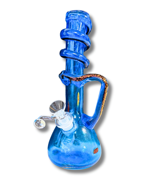 Blue Beaker Water Pipe w/ Handle, Special K Soft Glass