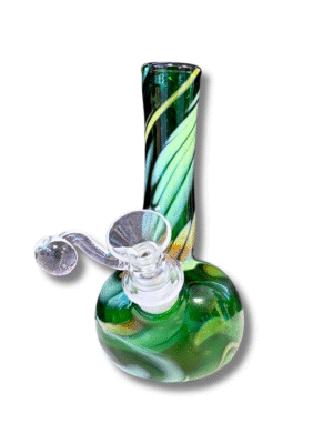 Green & White Marble Swirl Mini Water Pipe, Special K Soft Glass