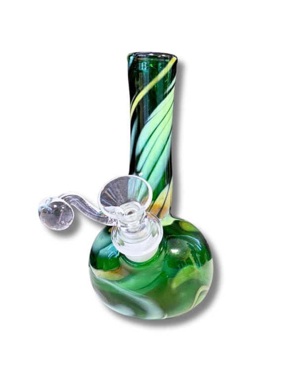 Green & White Marble Swirl Mini Water Pipe, Special K Soft Glass