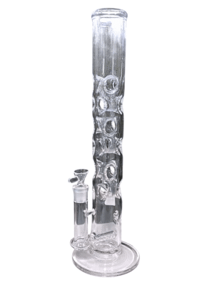 Clear 15.5" Swiss Perc Straight Tube Water Pipe, Texas Hot Glass