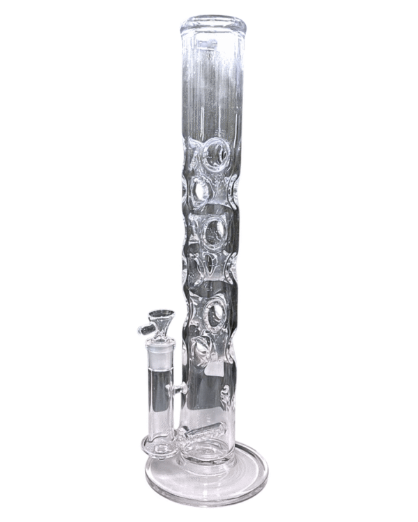Clear 15.5" Swiss Perc Straight Tube Water Pipe, Texas Hot Glass