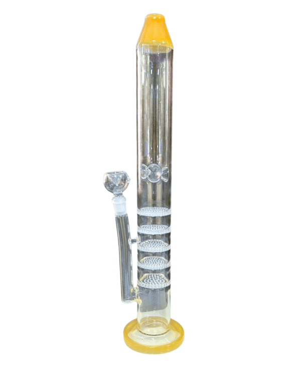 Clear/Orange 18" Straight Tube Water Pipe w/Five Honeycomb Percs