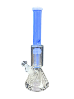 Clear/Blue 12" Diamond Shaped Beaker Base Water Pipe
