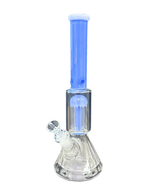 Clear/Blue 12" Diamond Shaped Beaker Base Water Pipe