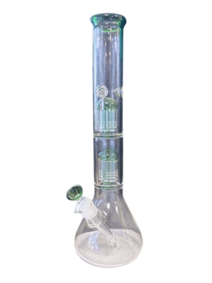 Clear/Green 15.5" Beaker Base Water Pipe w/ Double Tree Perc