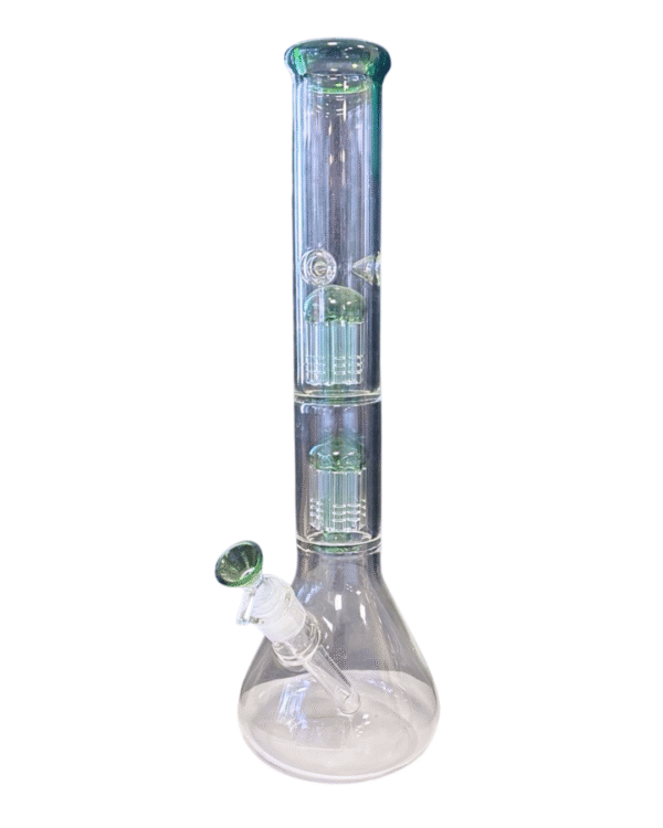 Clear/Green 15.5" Beaker Base Water Pipe w/ Double Tree Perc