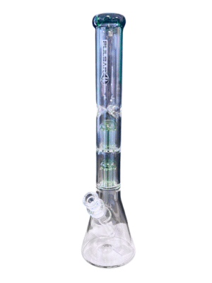 Clear/Green 19" Water Pipe w/ Double Stacked Tree Percs, Pulsar
