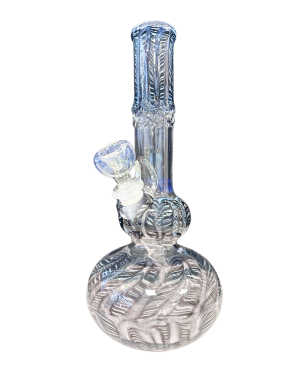 Clear/Blue 9.5" Bubble Base Water Pipe, Mary Jane Glass